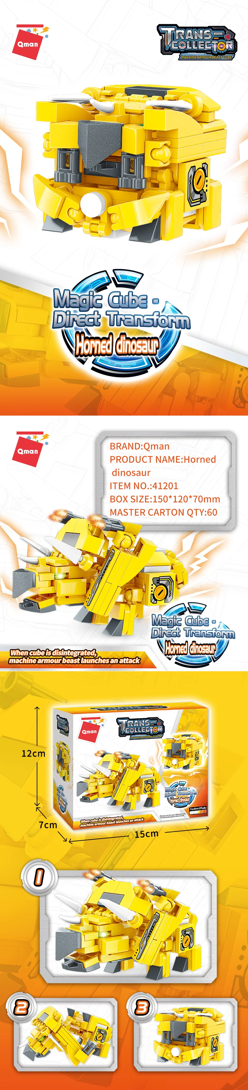 Details about   Qman 145 Pcs Creative Armour Beast Cube Thunder Sauropod Variety Model Block Toy