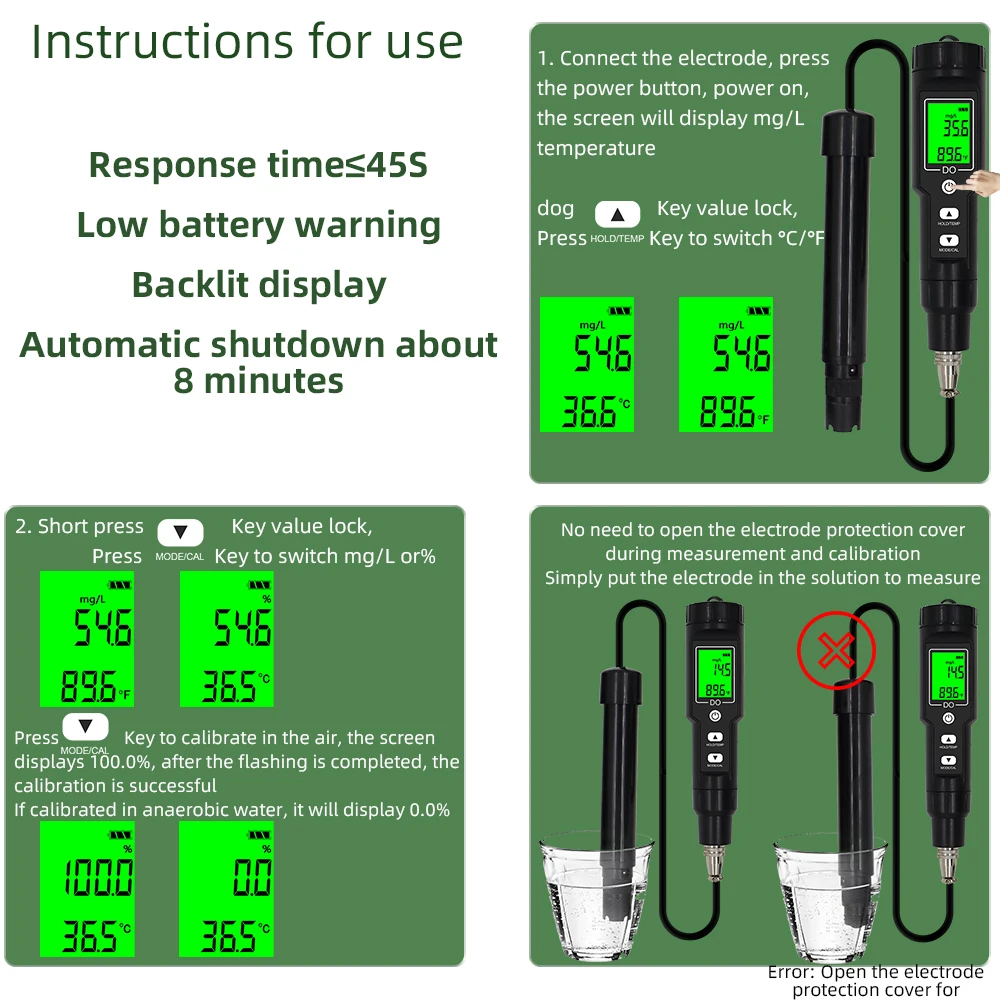 Portable Digital Dissolved Oxygen And Temperature Meter Oxygen Analyzer