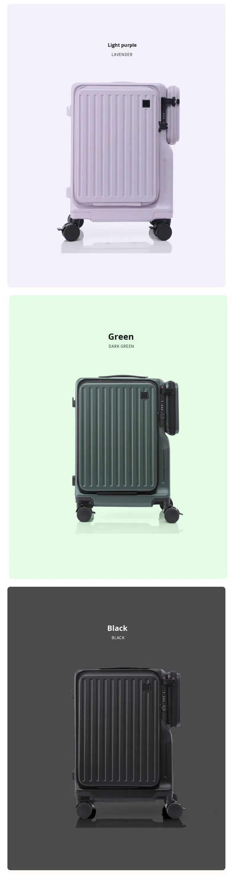 20 Inch Durable ABS+PC Frame Modern Fashionable Suitcase Carry on Luggage TSA Lock Dual Front Opening Silent 360 Degree Wheels supplier