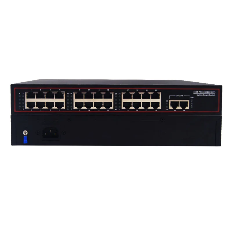 10/100/1000Mbps Gigabit 260W IEEE802.3AT 24 Port POE Switch with 2 RJ45 Uplink Build-in Power factory