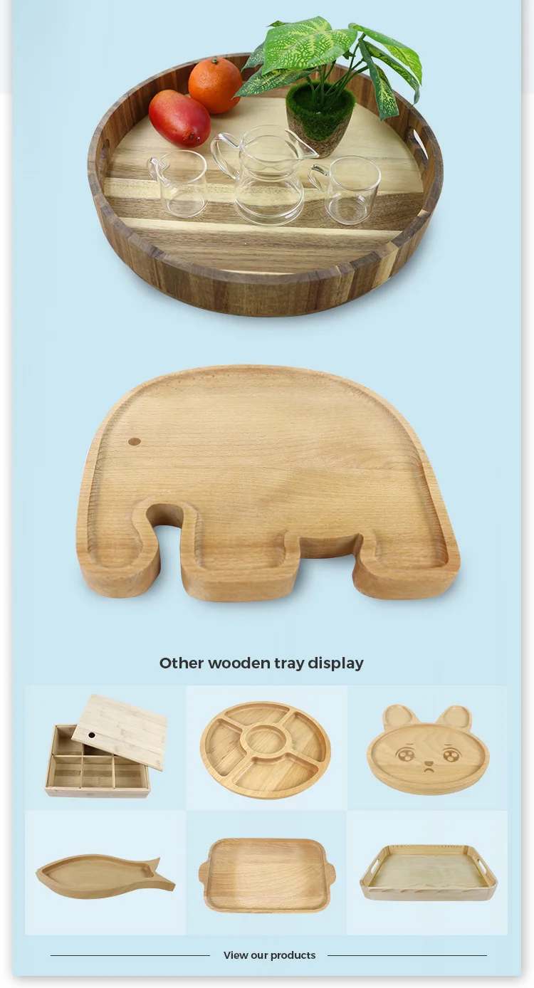 High Quality Large Custom Round Wood Food Serving Tray For Hotel Tea Food Round Bamboo Tray