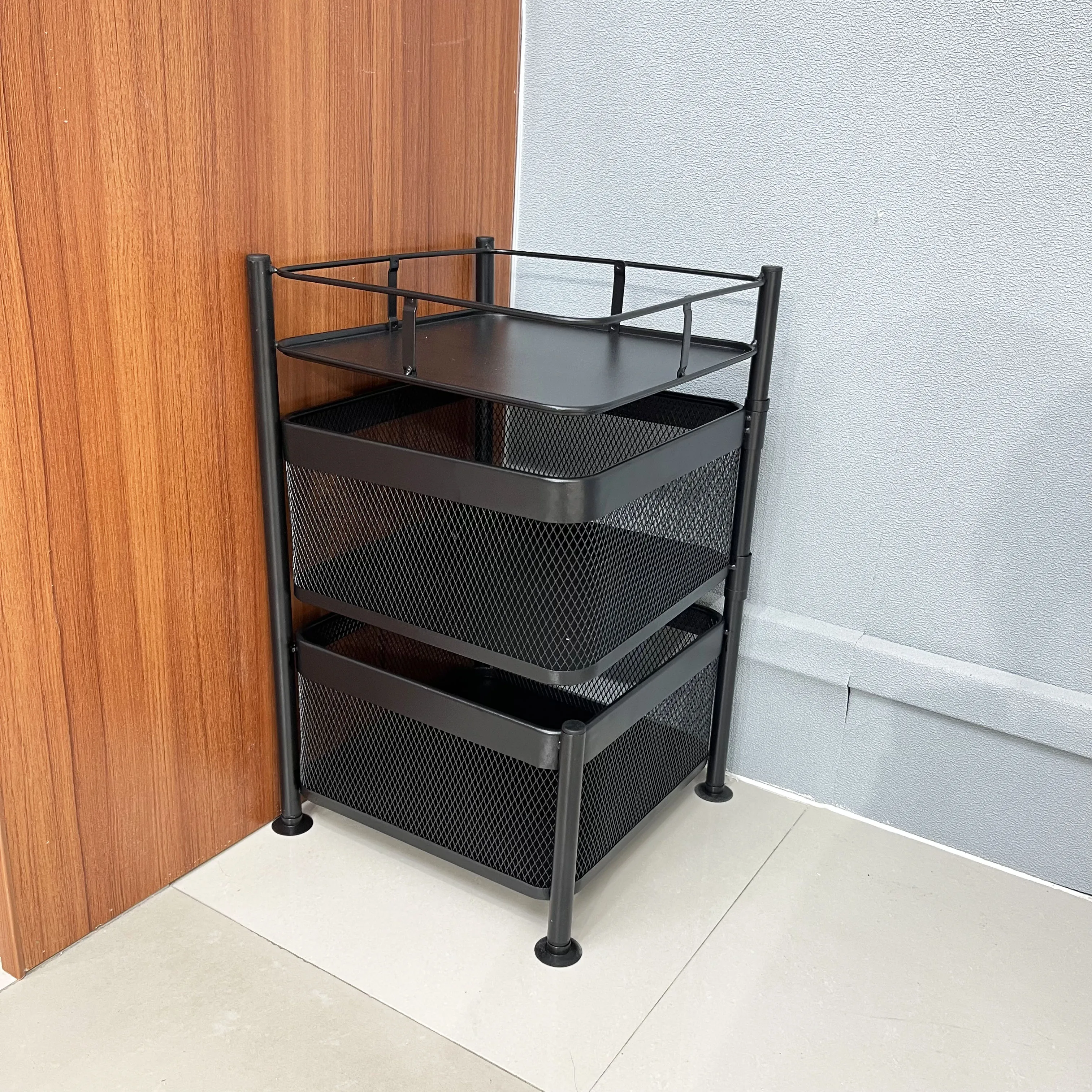 Heli 2 Tier Rotating Black Metal Storage Fruit Basket Household Storage Rack Buy Metal Storage 