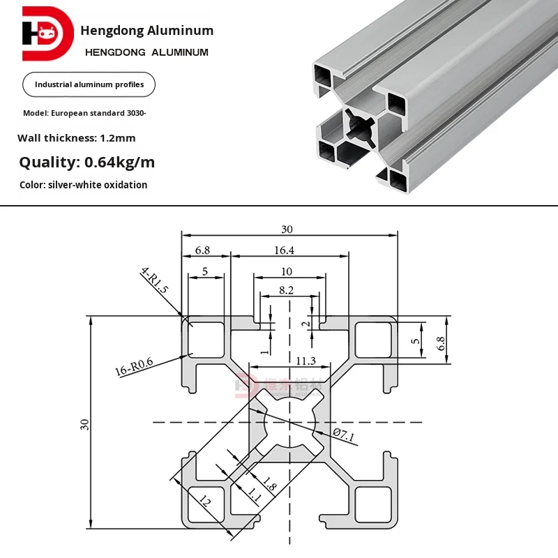 Industrial European Standard 3030 Aluminum Alloy Profile Square Tube Aluminum Equipment Frame 3030 Aluminum Alloy Profile for manufacture