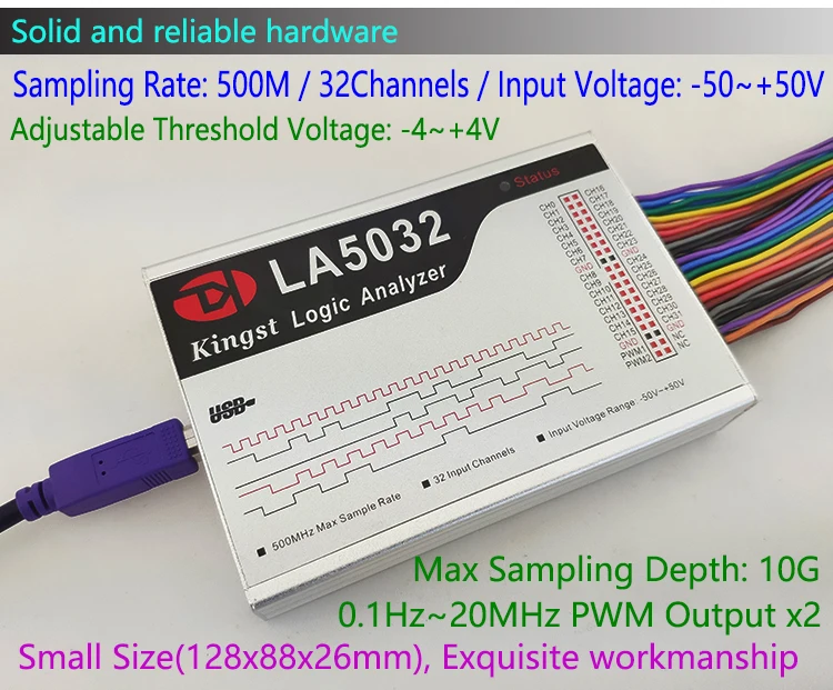 Kingst La5032 Usb Logic Analyzer 500m Max Sample Rate,32 Channels,10b