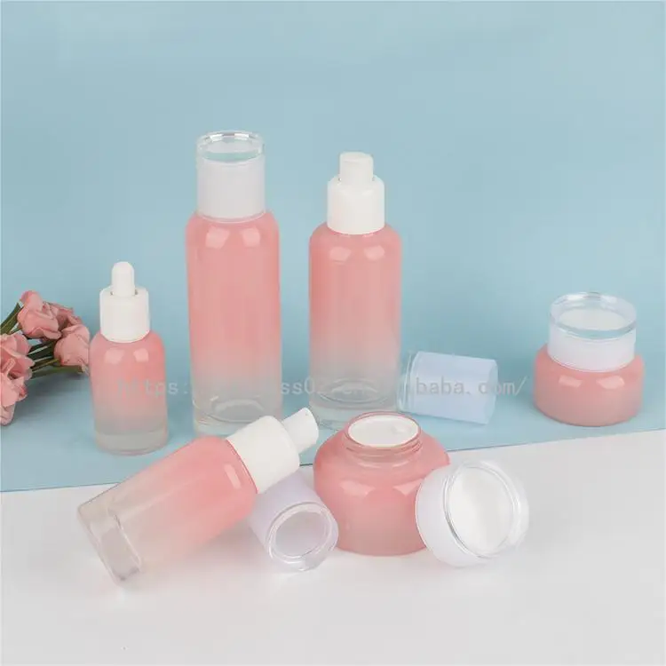 OEM Beauty cosmetic packaging  skincare glass bottles set 30g50g30ml40ml100ml120ml new design details