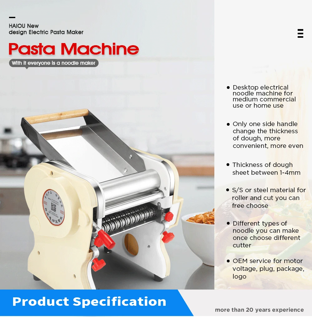 750W 110V Electric Pasta Maker Stainless Steel Noodles Roller Machine for  Home Restaurant Commercial - Knife Width 180mm, Noodle Width 3mm/9mm