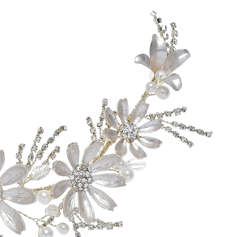 2020 Fashion Hair Accessories Gold Crystal Flower Headband Wedding Bridal Headpiece