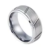 8 mm tungsten ring step and beveled with brushed surface across channel fashionable men's ring