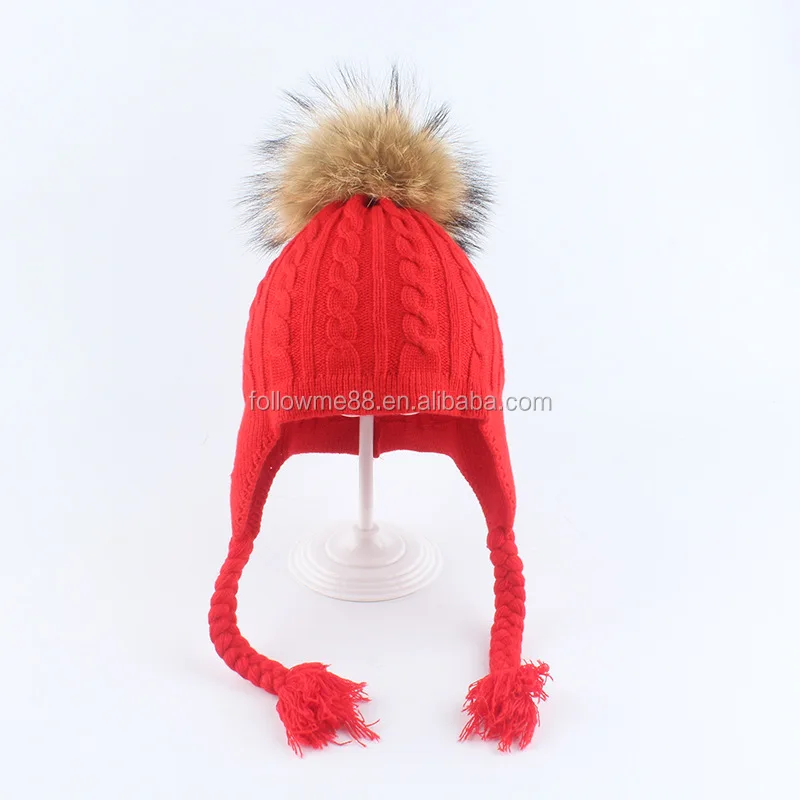 Baby Pompom Hat Autumn Winter Warm Cotton Bonnet Girl Boys Detachable Pompom Cap 