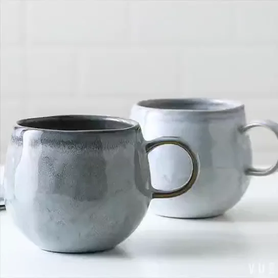 Eco Friendly Vintage Customized Ceramic Reactive Glaze Coffee Mug Retro