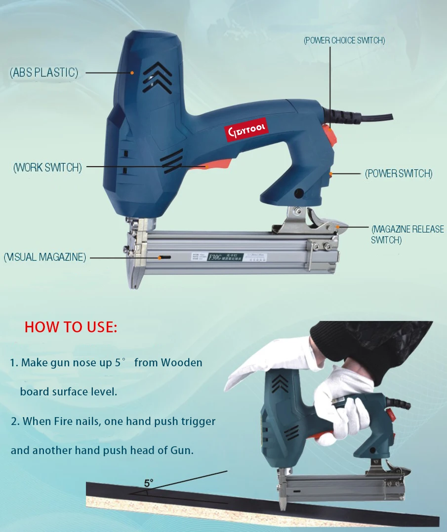 Electric Brad Nailer 30mm,Gauge 18,1030mm Power Nailer F30c,13/16