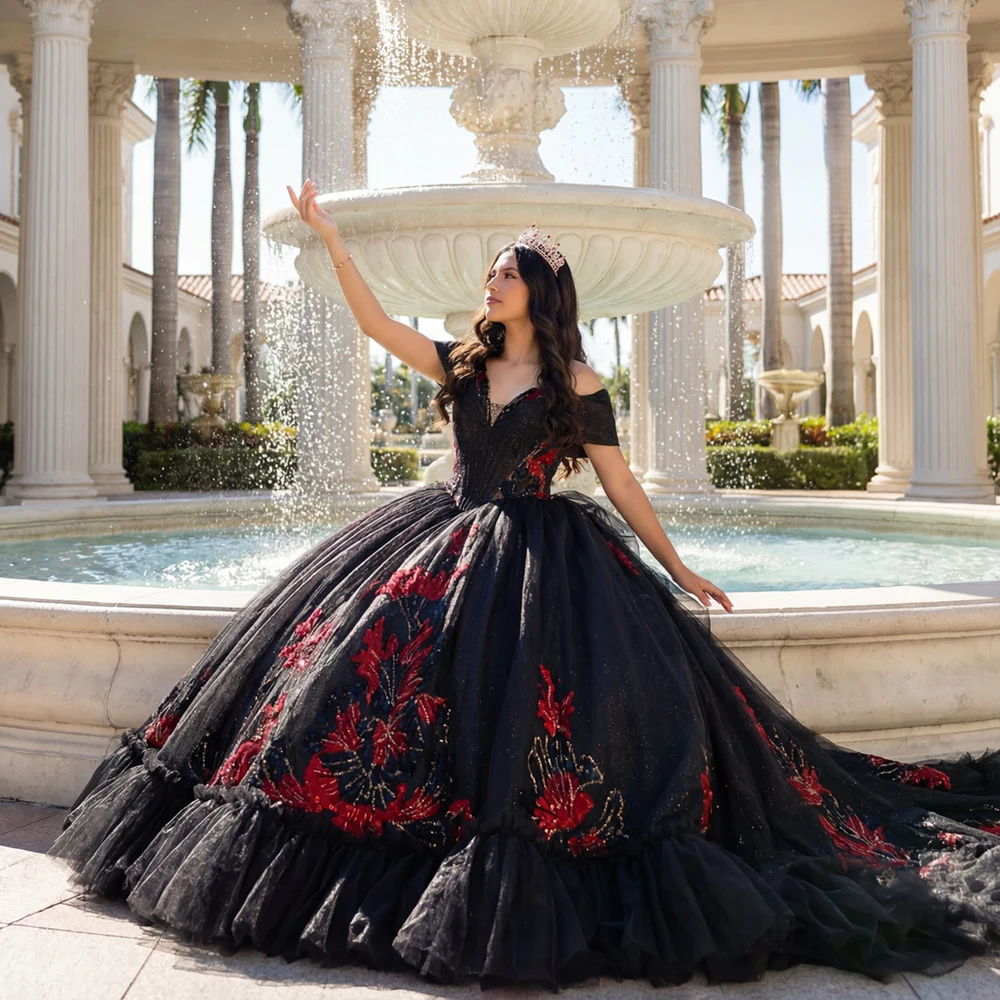 quinceanera dresses black and red Jancember 6940 Dress Floral Ball Gown Gothic Bridal Gown Ruffled Sweet 16 Birthday Party Banquet Ceremony under 100 Women's Tailored Bermuda Shorts Size:8/9 style bodice that sculpts
