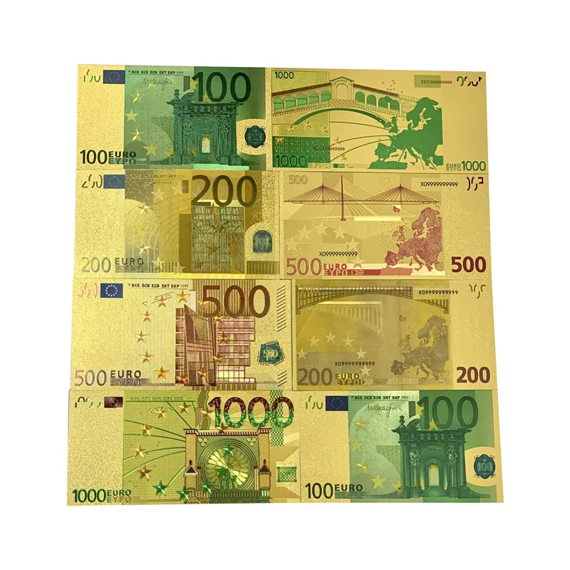 Europe Banknote For Gift Collection Euro 5 10 20 50 100 200 500 1000 Gold Foil Plated Waterproof Dollar Bills Buy Europe Banknote Euro Banknote Gold Plated Banknote Gift Product On Alibaba Com