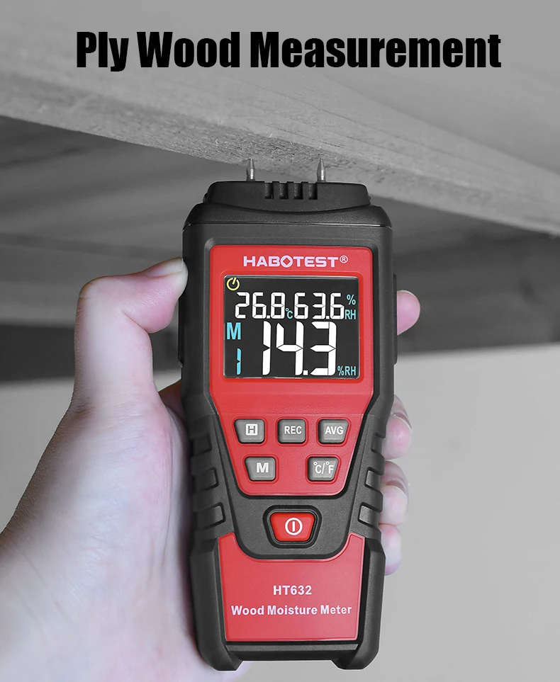 HABOTEST 0-99.9% Wood Moisture Meter Wood Humidity Tester Hygrometer Timber Damp Paper Tester