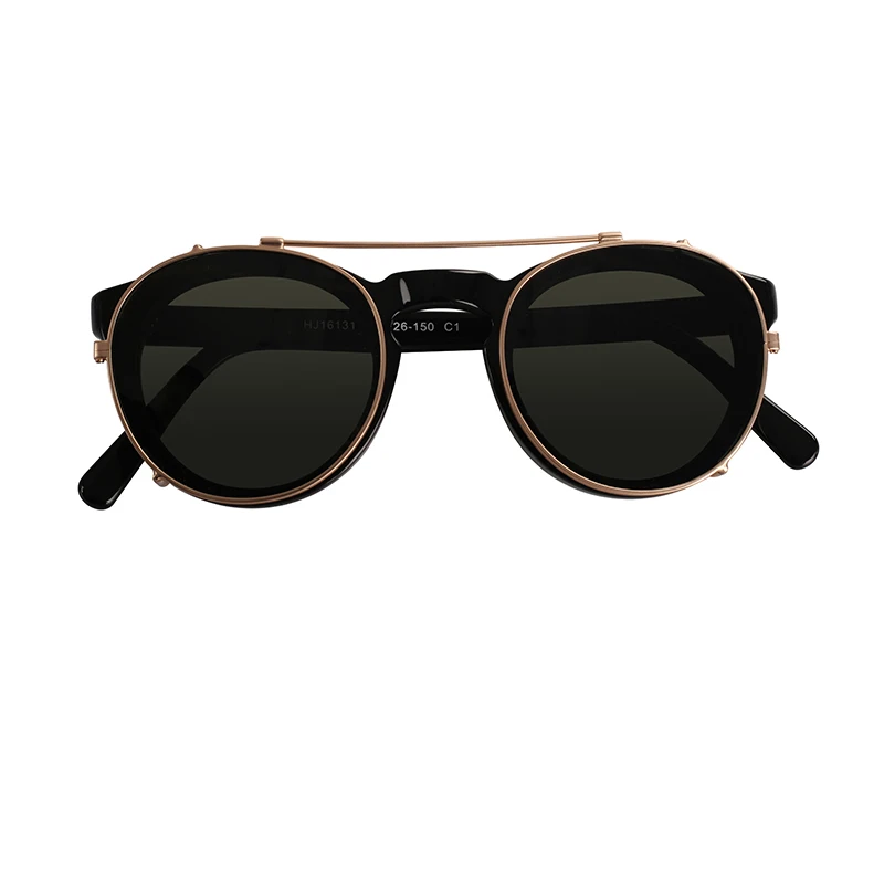 Classic Retro Flip-Up Sunglasses - Comfortable Round Acetate  display picture 1
