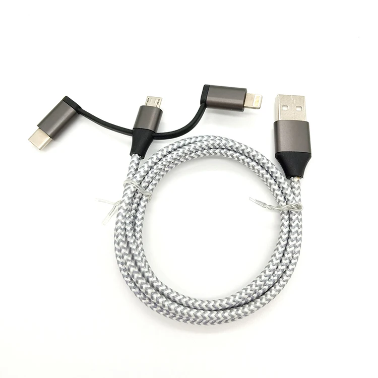 Universal Use 2 in 1 cable 3 in 1 Nylon Braided Charging Cable