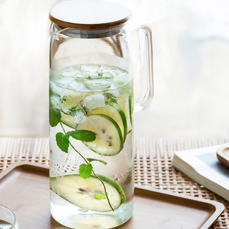 热销玻璃投手冰茶饮料玻璃水瓶带手柄 - buy 玻璃水瓶水壶玻璃水壶