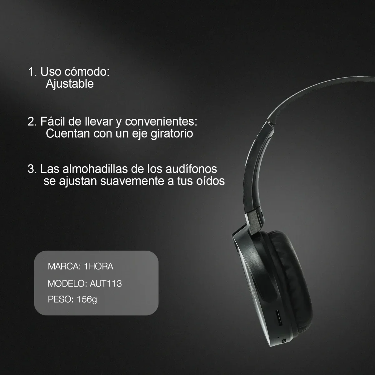 1 Hora Audifonos Inalambricos Headphone 5.0 Extra Bass Duracion 30 Hrs