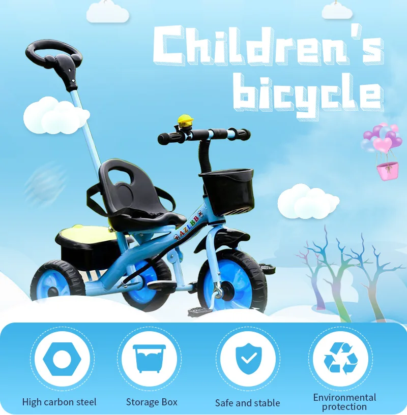 Factory Wholesale Kids Double Seat Tricycle Two Seats Baby Tricycle