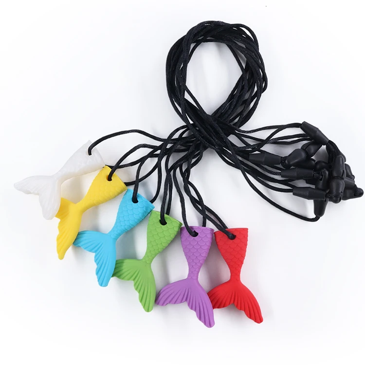 
wholesale silicone fish shape Sensory autism chew toys autism chew necklace 