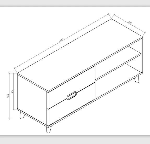 47英寸厂家直销 oem 纯灰色木制面板 2 抽屉现代电视单元客厅