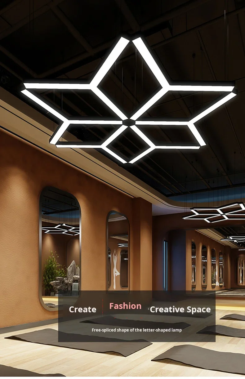 product led shaped star creative irregular hexagonal pendant light for office gym shopping mall supermarket energy efficient-1