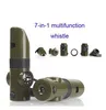 7 in 1 multy function survival whistle compass with flashlight for Outdoor Camping Hiking climbing activities