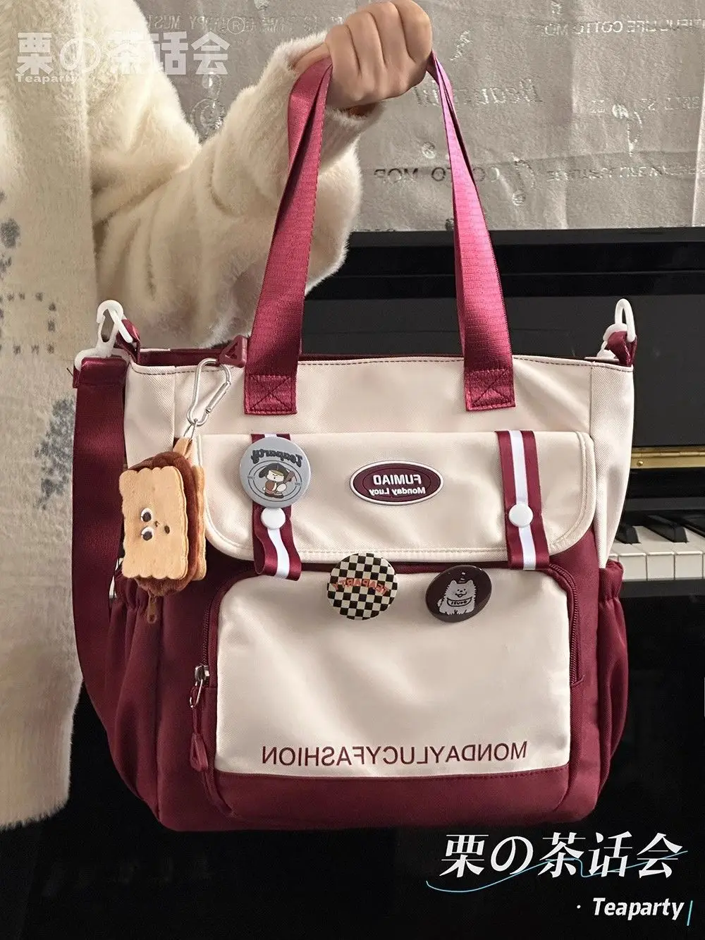 Japanese Style Large Capacity All-Match Portable Women's Single Shoulder Crossbody Bag Zipper Instagram Fashion Tutor Tote
