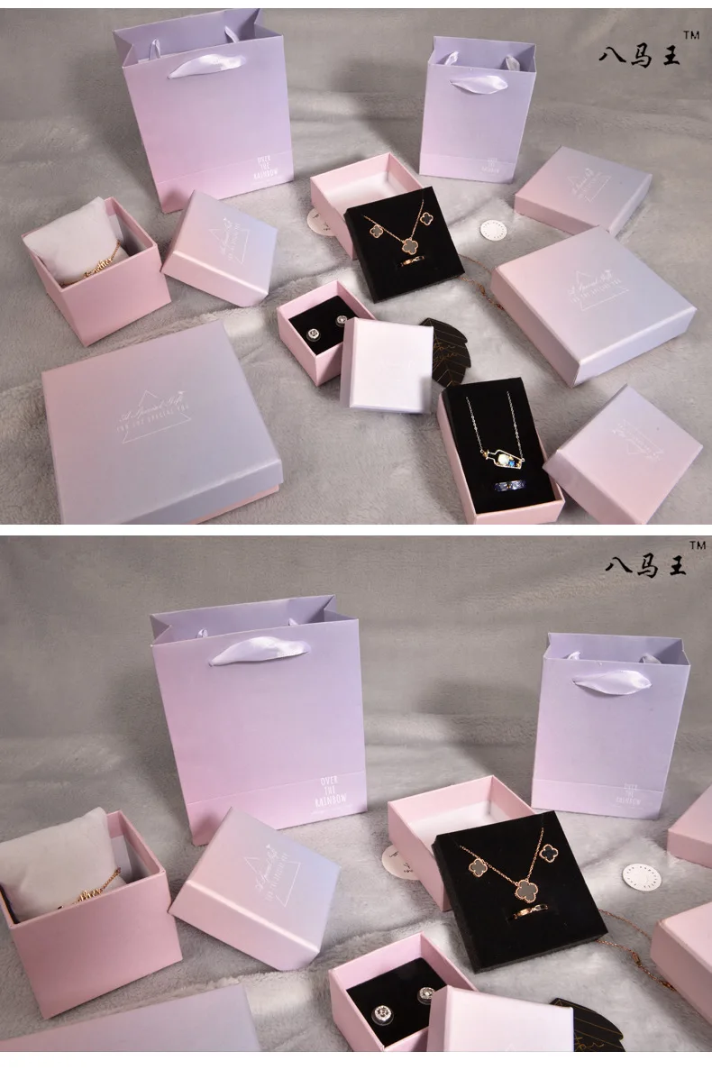 Personalized Design Paper Jewelry Box Package Gold Silver Stamp Logo