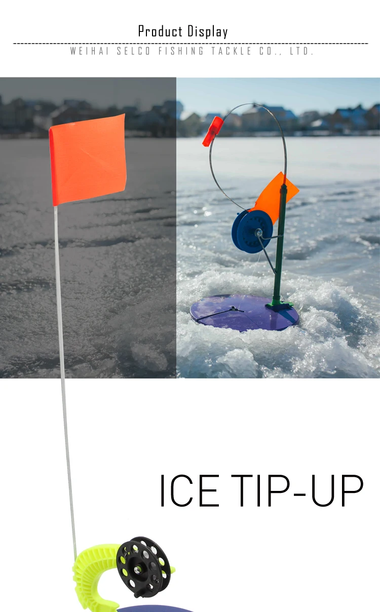 Orange Ice Fishing Rod Tipups Portable Compact Ice Fishing Rigger Hole