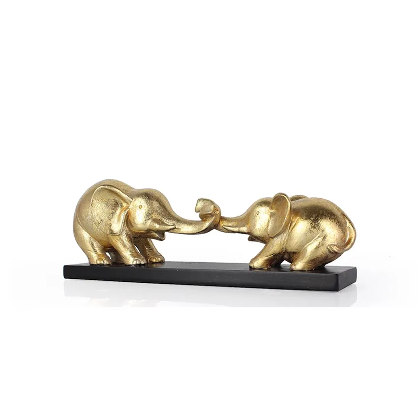 Resin goldleaf  elephant ornaments abstract desk decor for living room decor manufacture