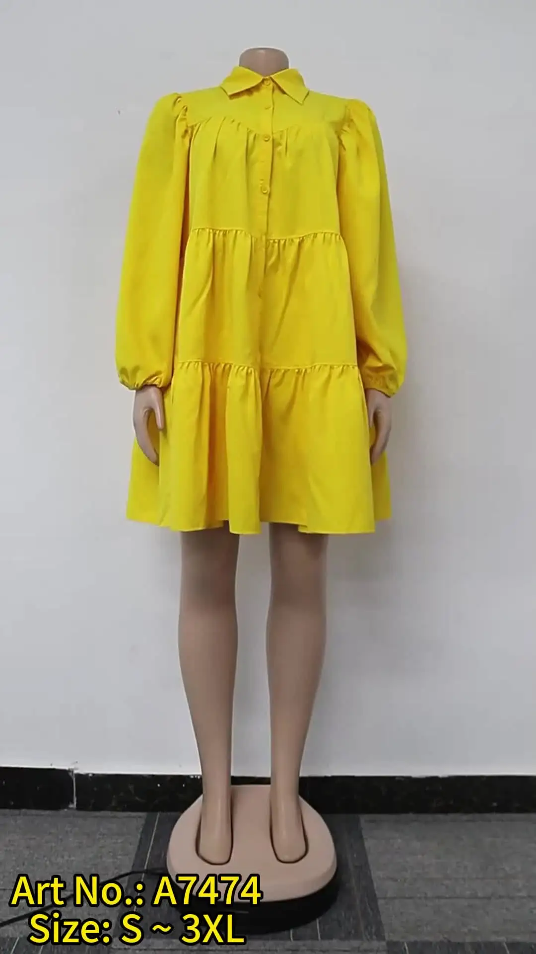 ワンピース AJISAI mini frill puff OP yellow ワンピース AJISAI mini frill puff OP AJISAI mini frill puff OP yellow