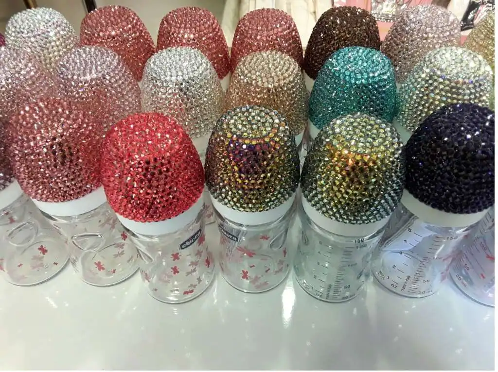 Baby Infant Glass BPA Free Milk Feeding Bottle With Diamond Cup Cover Water Bottle