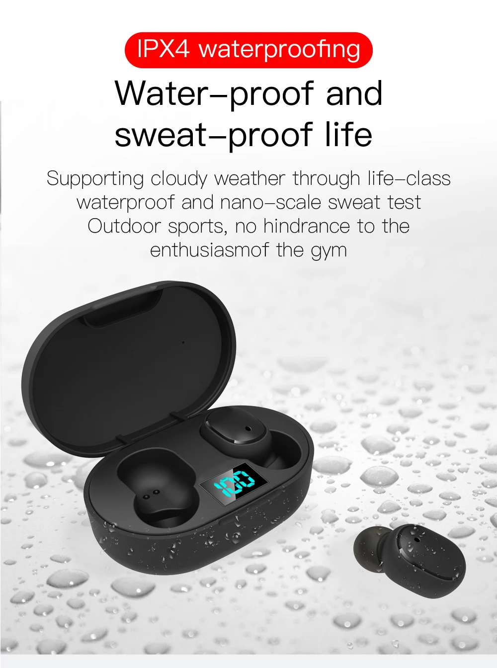 E6S TWS Wireless Earphone for Redmi Airdots Earbuds LED Display Bluetooth V5.0 Headsets with Mic for iPhone Huawei Samsung - ANKUX.COM