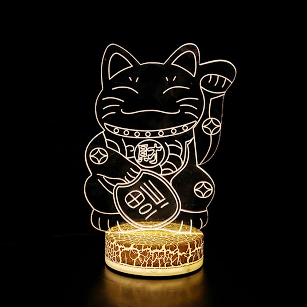 Fortune cat 3d led night light bedroom night lamp gift for children