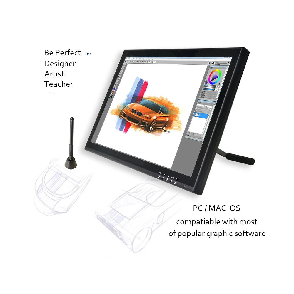 Chinese Factory Inspiroy H1080P Digital Graphic Tablets With Stylus Professional Graphic Drawing Tablet Monitor