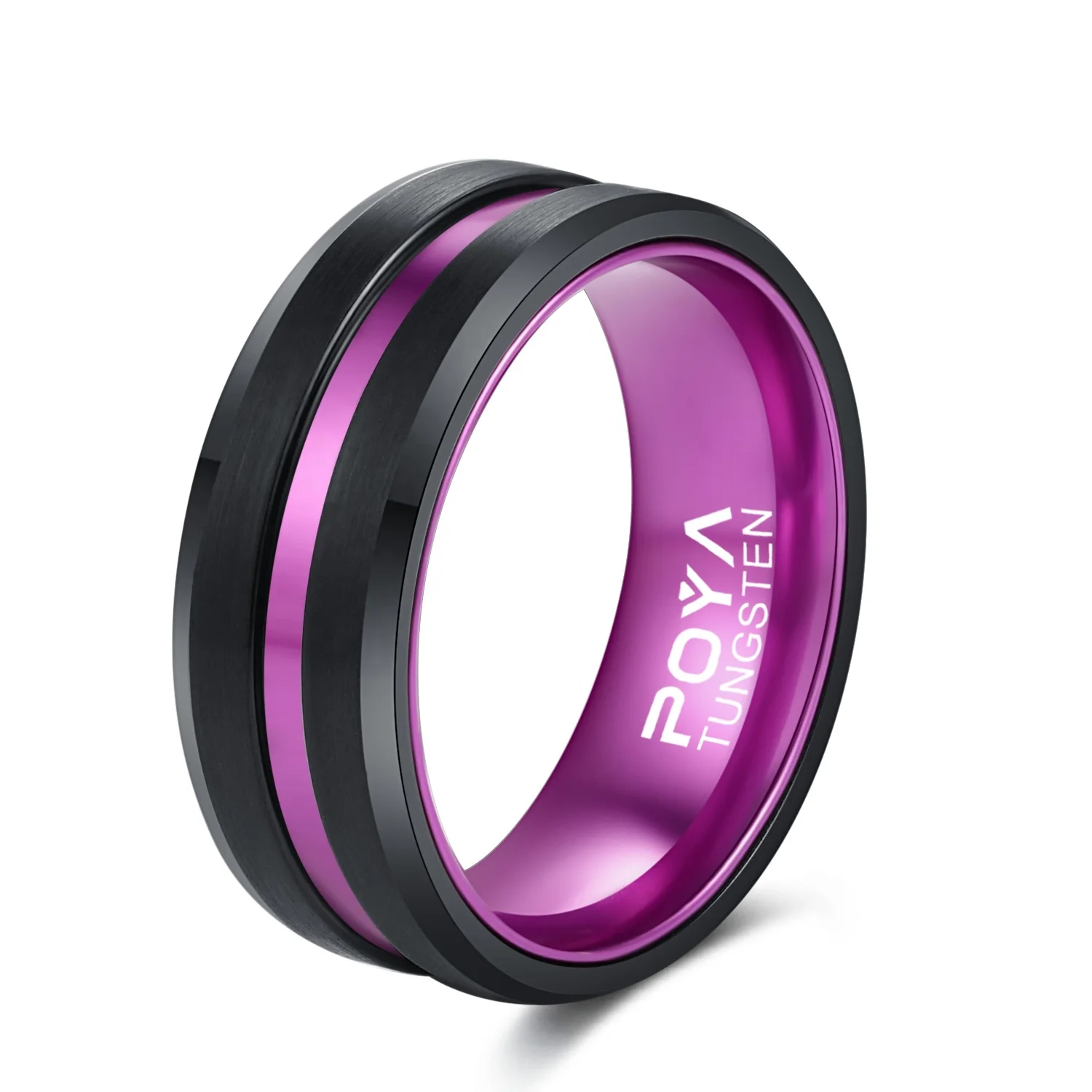 

Tungsten Wedding Band,2 Pieces, Black and purple