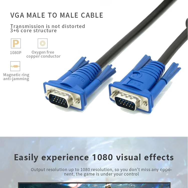 cheap price high speed computer hd cable vga 15p for audio video 1.5m vga cable