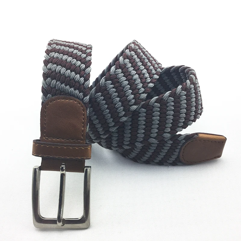 热卖复古休闲合金扣男士编织弹力松紧腰带