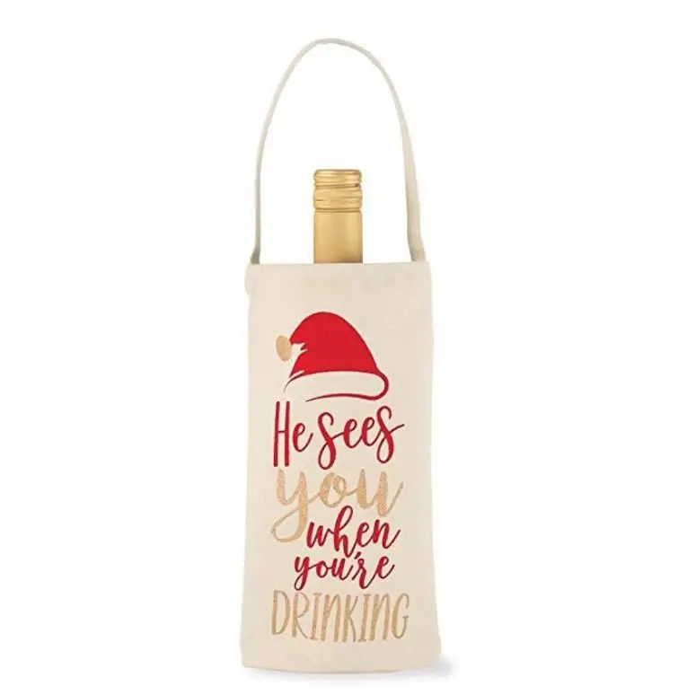 Canvas Christmas Wine Bottle Bag