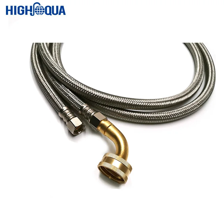 Stainless Steel Braid Dishwasher Inlet Hose With Brass Elbow Fitting