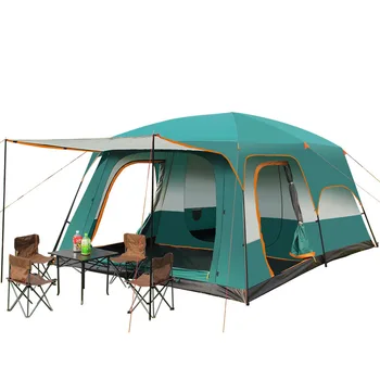 8-12 Persons Outdoor Large Space Family Camping Double Layers 2 rooms 1 living room camping tent 430*310*200CM