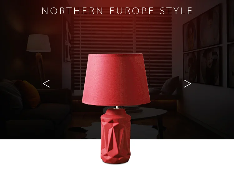 Bedroom Creative Simple Modern Ceramic Red Warm Dimmable LED Table Night Lamp