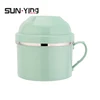 LBXM1 Stainless steel 201/wheat straw lunch box tableware Coloured round food container with bowl lids handle for Adults and Kid