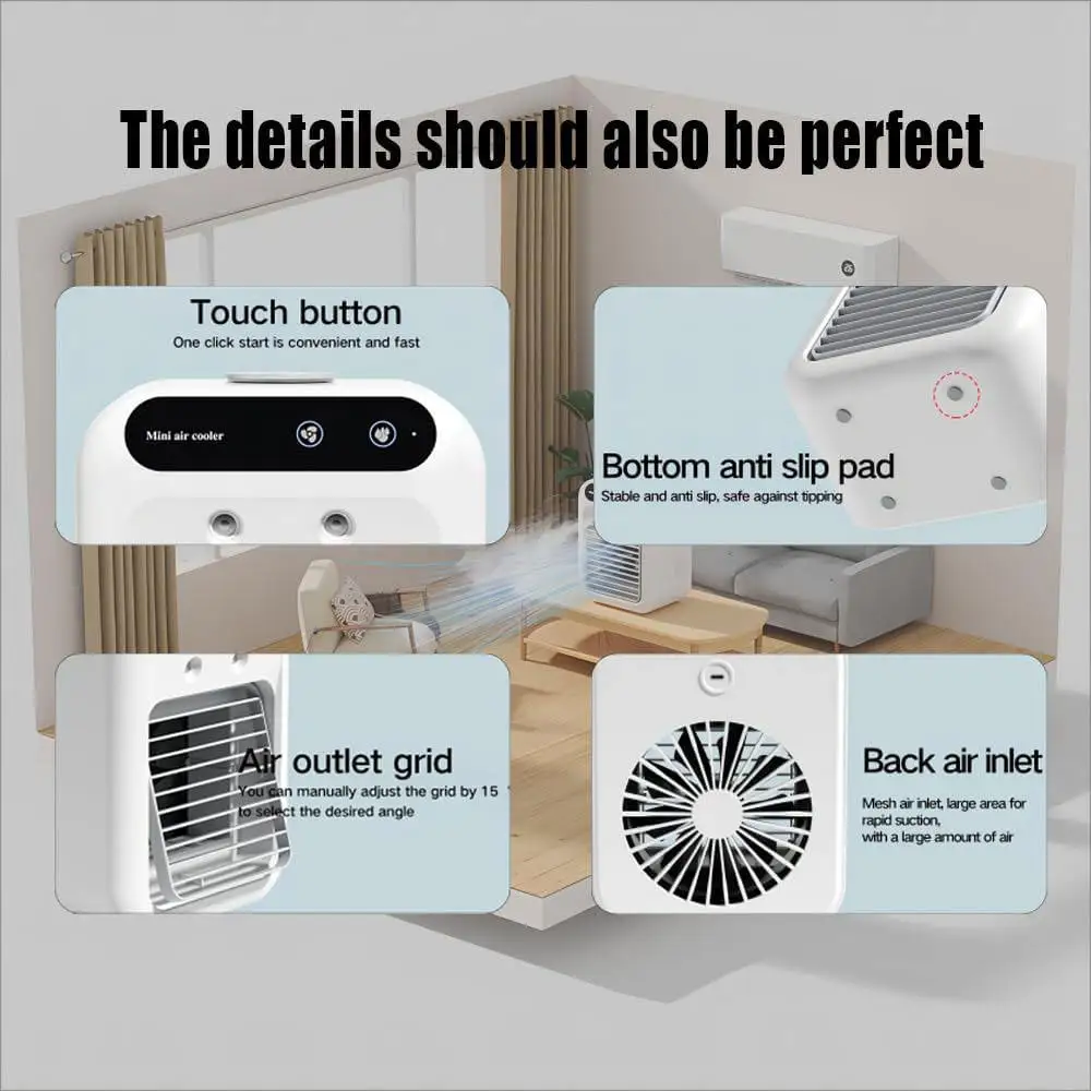Usb Rechargeable Air Conditioner, Portable, Battery, Plastic - detail 10