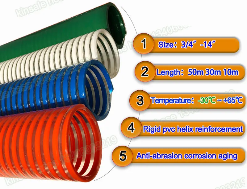 3" PVC Suction / Delivery Hose Reinforced! Vacuum Tube Pipe 10M 1" 