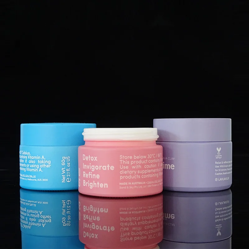 Custom painting matte pink ceramic glass jar 15ml 20ml 30ml 50ml 100ml opal white porcelain glass cosmetic cream jar with lid