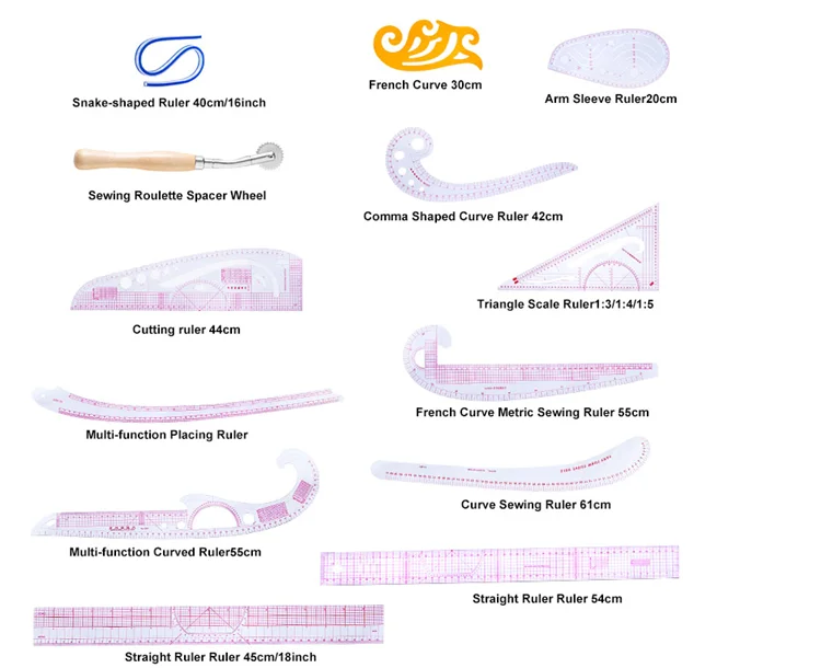2pc Sewing Design French Ship Curve Drawing Drafting Template Stencil Ruler Tool