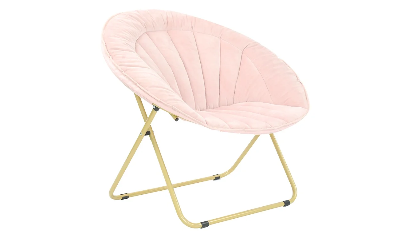 Customized Velvet Moon Chair Camping Padded Comfy Foldable Metal Cozy