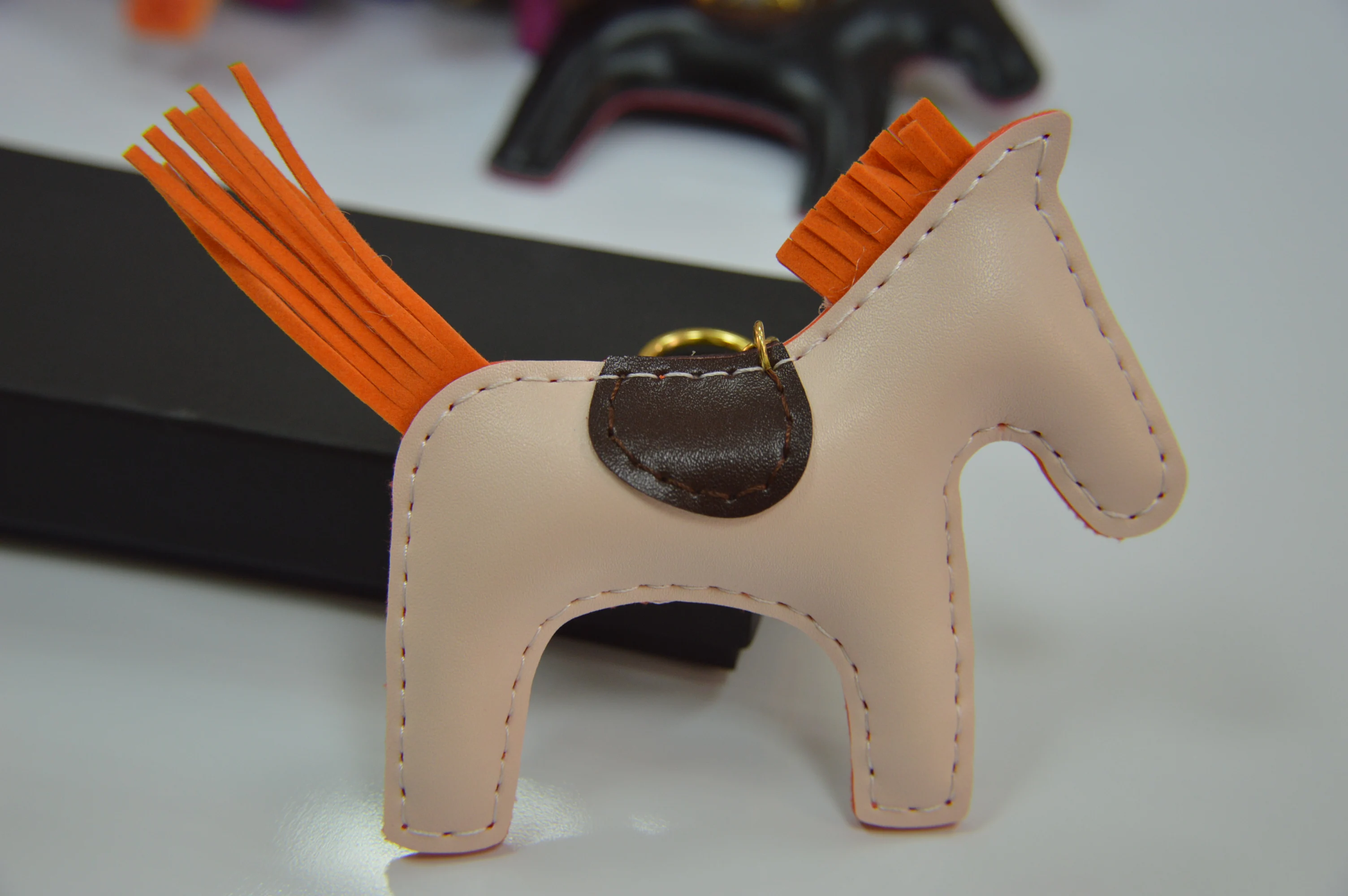 Personalised Leather Metal Keyring,Real Leather Animal Keyrings Horse